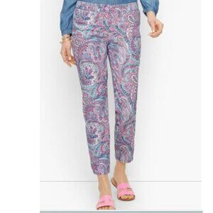 Talbots Perfect Crops Paisley Tan Multicolor Polished Sz 8 effortless chic look